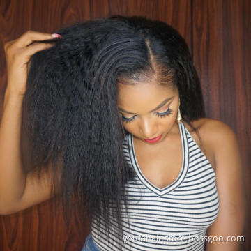 10A Grade 100% Peruvian Human Hair Unprocessed 4x4 HD Lace Closure Human Hair Wig Kinky Straight Yaki Cuticle Aligned Lace Wigs